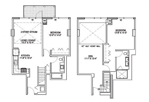 Floor plan for 2 beds, 2 baths, 1400 sqft